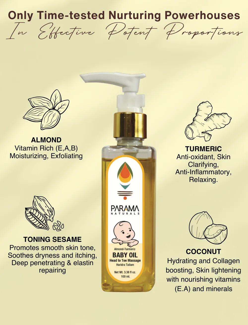 Almond-Turmeric BABY OIL Head to Toe Massage