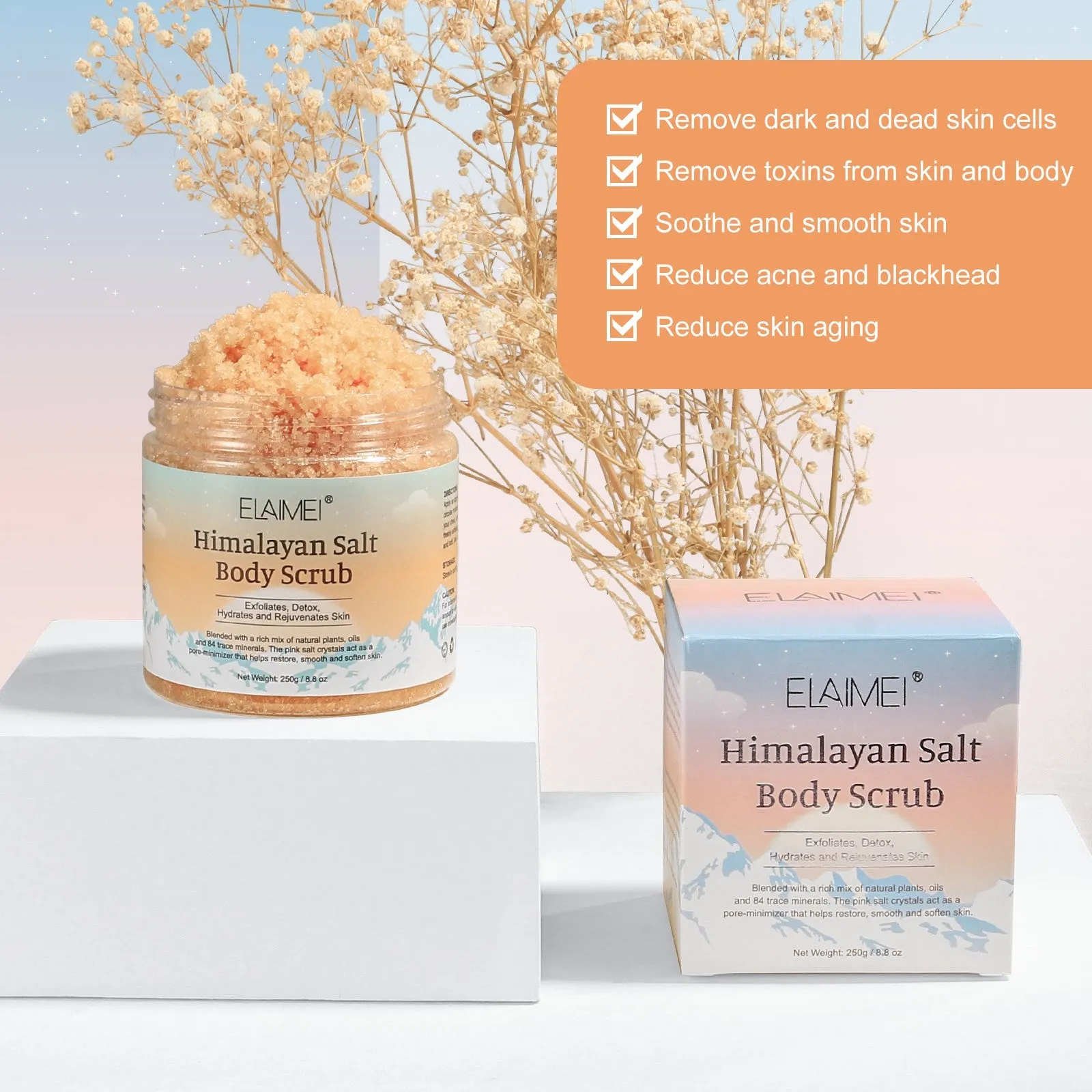 Elaimei Himalayan Salt Body Scrub Infused with Lychee Oil