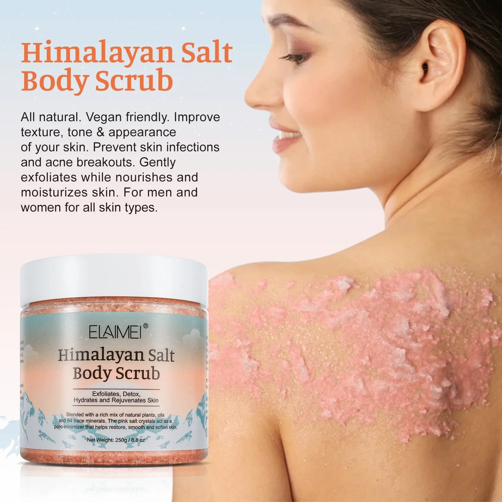 Elaimei Himalayan Salt Body Scrub Infused with Lychee Oil