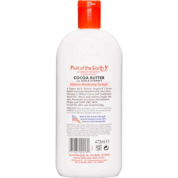 Fruit Of The Earth - Cocoa Butter with Aloe Vera and Vitamin E Skin Care Lotion