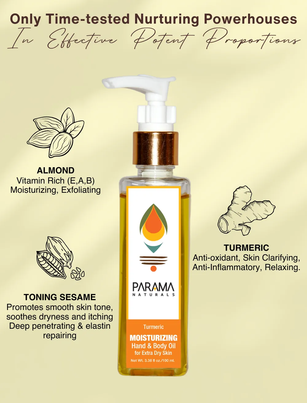 Turmeric Moisturizing Hand & Body Oil, 3x100ml - Multipack Super Saver